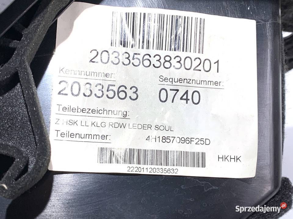 SCHOWEK PASAŻERA AUDI A8 D4 SedanLimuzyna 0918 osobowe
