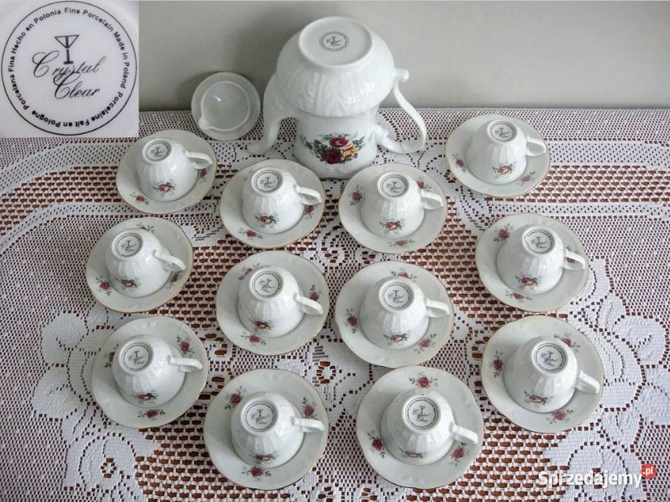 Zestaw porcelanowy do espresso sygnowany Crystal świętokrzyskie Kielce
