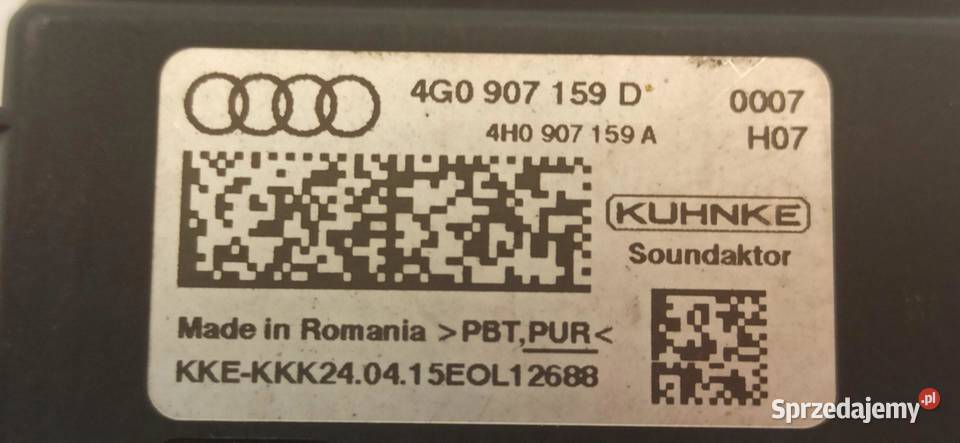 AUDI A7 4G MODUŁ DRZWIĘKU SILNIKA 4G0907159D
