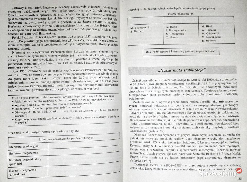 Literatura współczesna Podręcznik klas miękka Chełm sprzedam