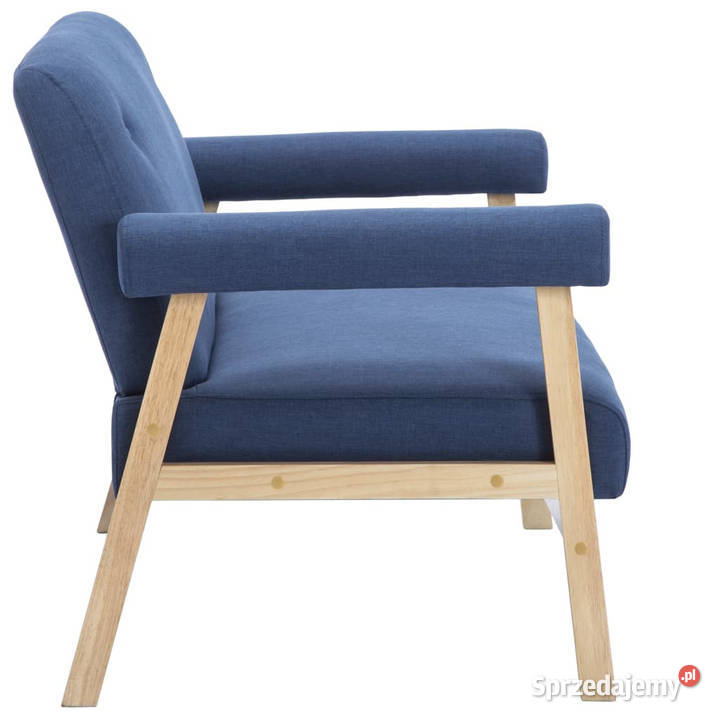 2osobowa sofa tapicerowana tkaniną niebieska