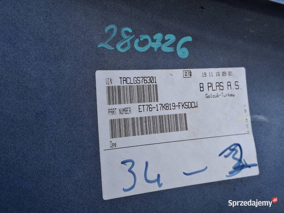 FORD TRANSIT COURIER 14 ZDERZAK PRZÓD PRZEDNI Bieleń