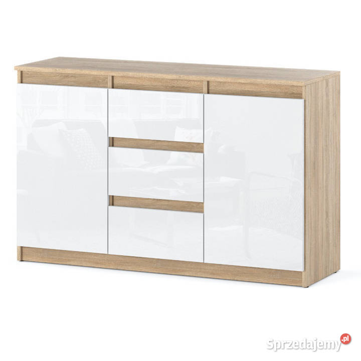 Komoda Biała Połysk Drewniana 3 Szuflady 35cm warmińsko-mazurskie Elbląg