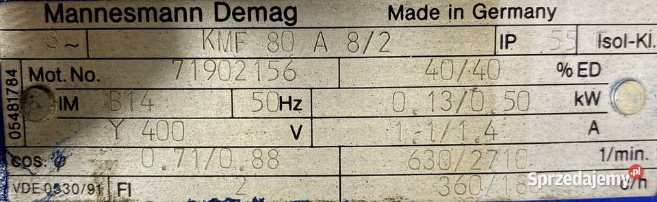 silnik elektryczny 01305kW 6302710obr HAMULEC Narzędzia Pigża sprzedam