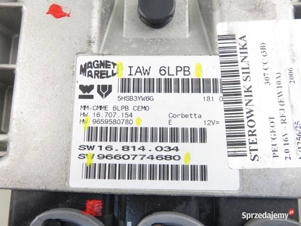 STEROWNIK PEUGEOT 307 20 16V RFJ 9660774680