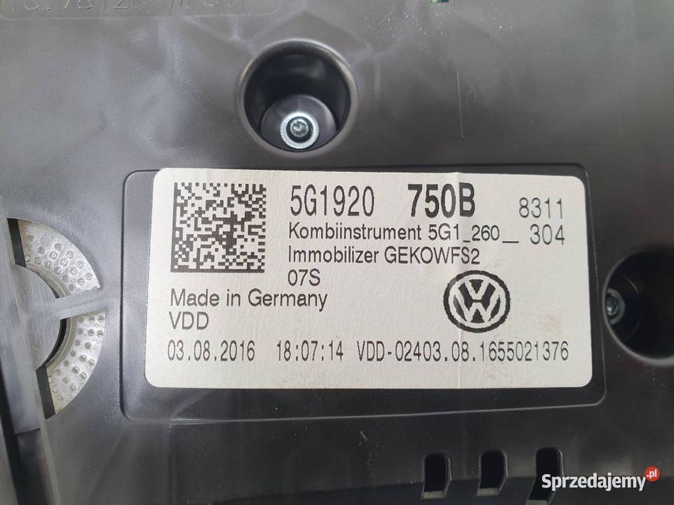 LICZNIK ZEGAR VOLKSWAGEN GOLF VII 5G1920750B kujawsko-pomorskie