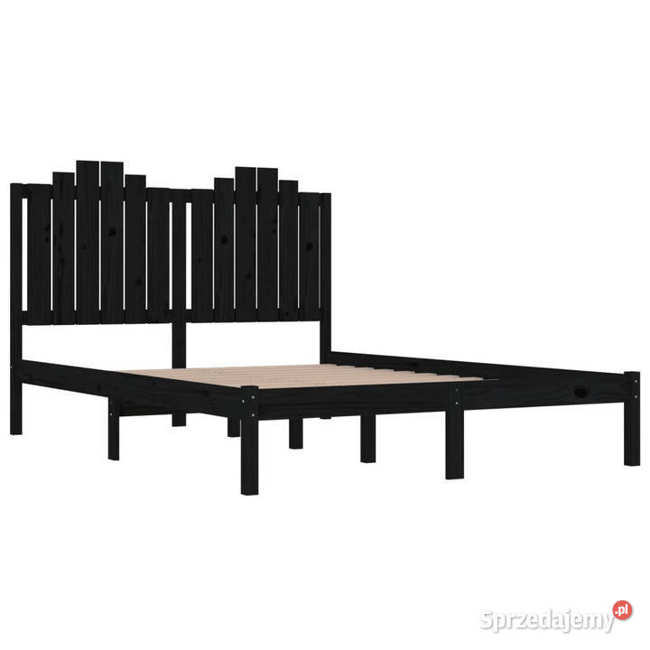 Rama łóżka czarna lite drewno sosnowe 200 x 200 110cm Łóżka Łóżka