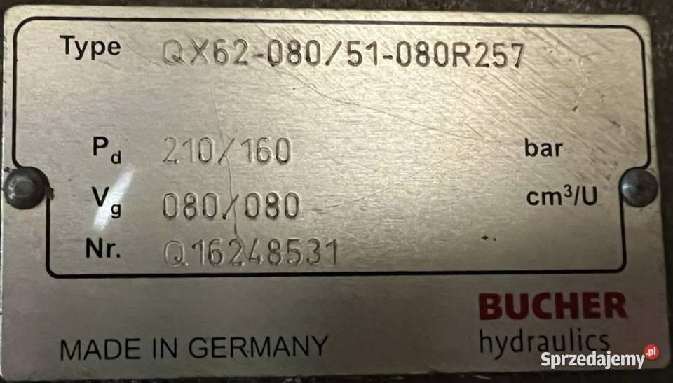 Bucher Hydraulics QX62080 QX6208051080R257 Motoryzacja