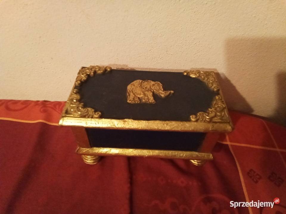 Szkatułka ze słoniem Vintage Rękodzieło Warszawa