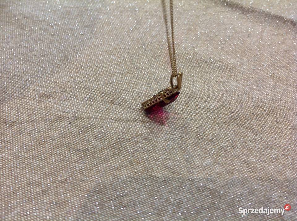 Stara Zawieszka Pozłacana Wisiorek z Czerwonym pozłacane lubuskie Nowa Sól