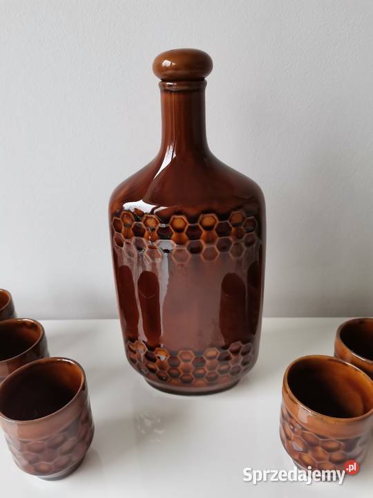 Stara karafka Syrenka kieliszki porcelit Porcelana i szkło śląskie