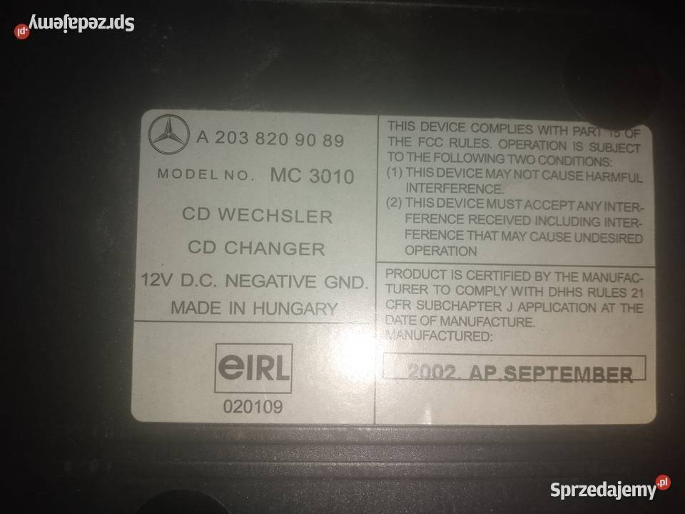 MERCEDES CKLASA W203 ZMIENIARKA PŁYT warmińsko-mazurskie Ruciane-Nida