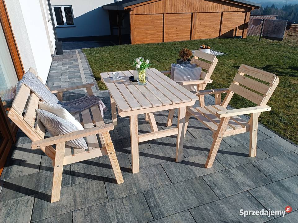 Meble ogrodowe zestaw drewniane Jordanów