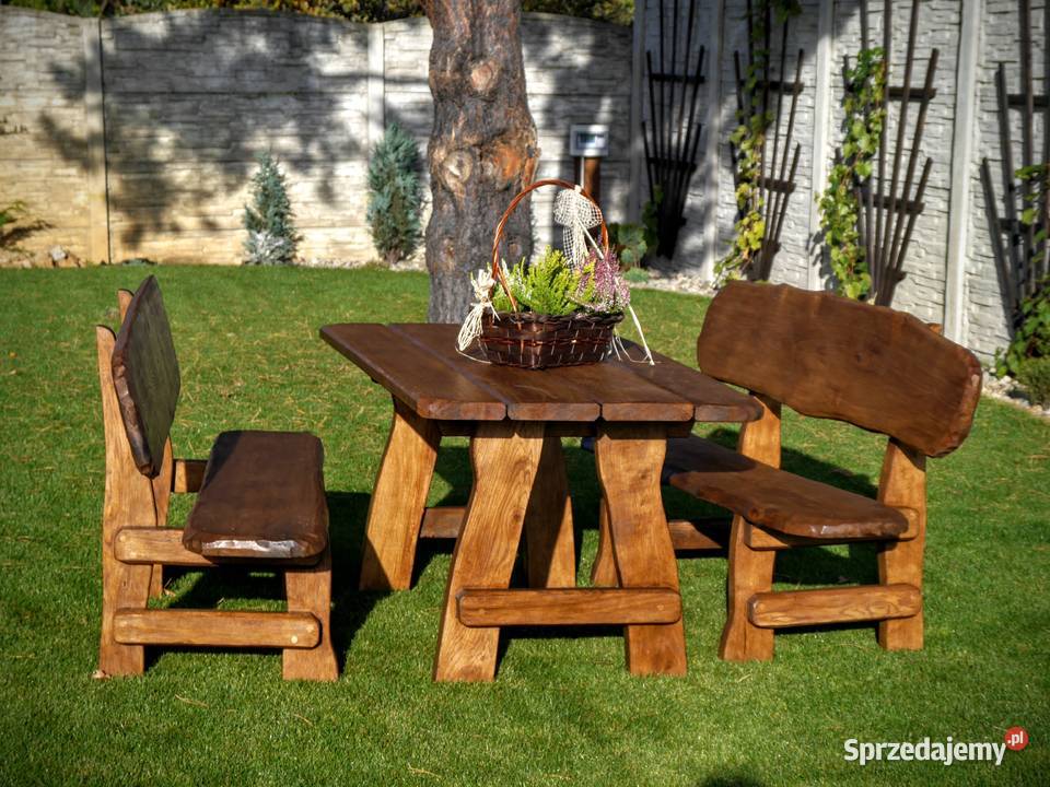 Drewniane meble ogrodowe stół i 2 ławki na 8 opolskie Chrząstowice
