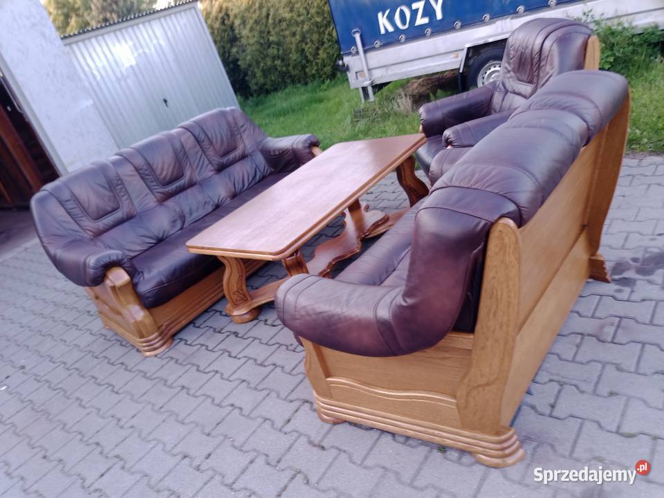 Komplet Wypoczynkowy BROWN 321 i Ława Dąb skóra Komplety wypoczynkowe Kozy sprzedam