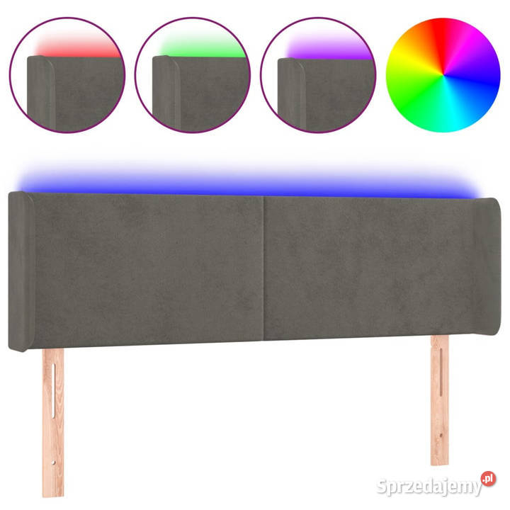 Zagłówek do łóżka z LED ciemnoszary 147x16x7888 mazowieckie