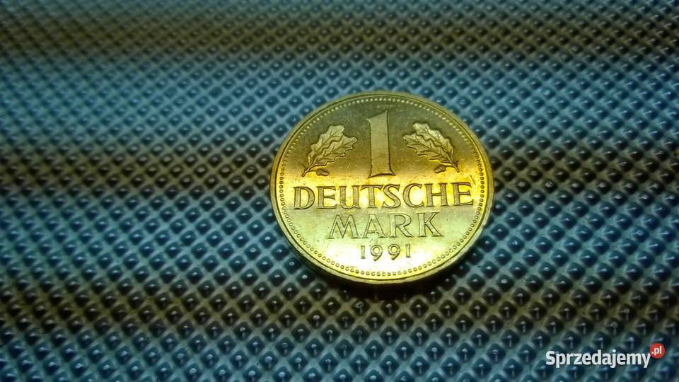 moneta Niemcy 1 marka 1991 złocona Warszawa