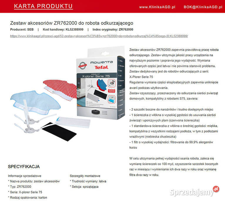 Rumba Xplorer Serie 75 Rowenta Tefal filtry Tarnowiec