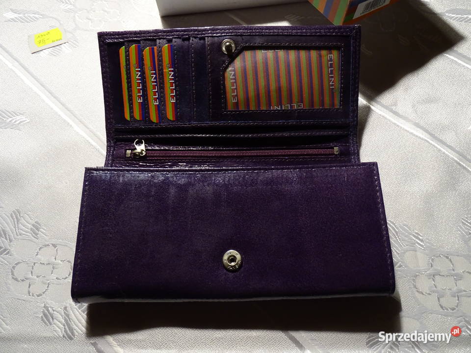 Skórzany lakierowany portfel firmy ELLINI Różan