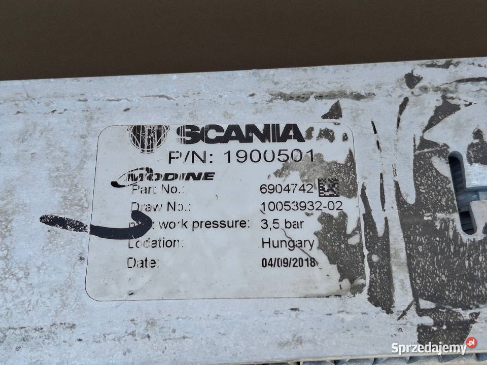 SCANIA XPI INTERCOOLER CHŁODNICA POWIETRZA Bieleń