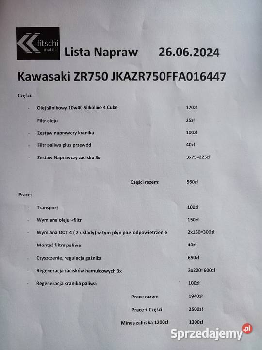 Kawasaki ZR750F 2001r przebieg 16 śląskie Myszków