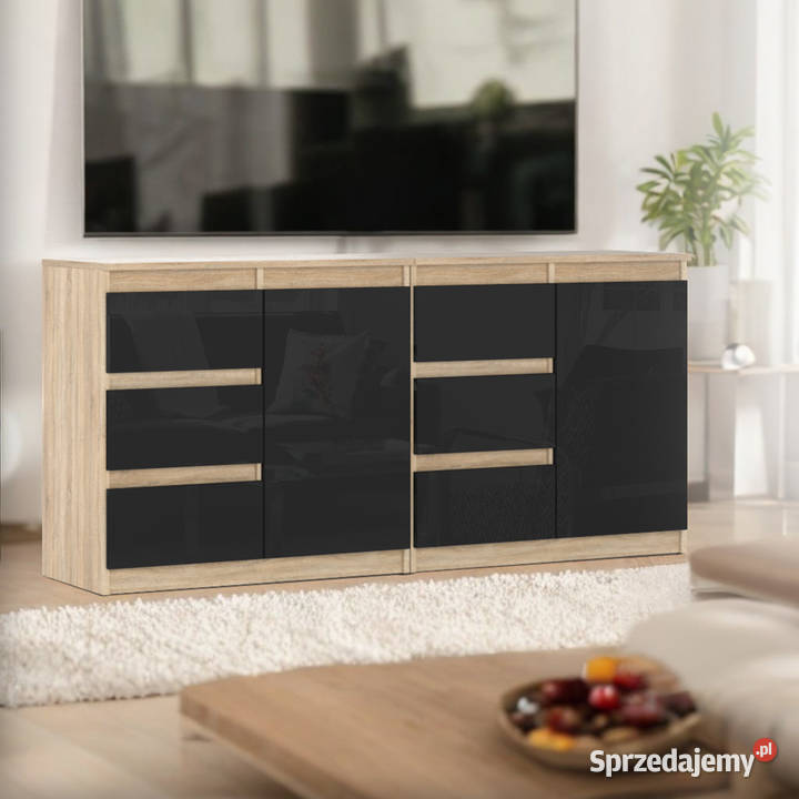 Komoda Z Szufladami 160 Sonoma Czarny Połysk warmińsko-mazurskie Elbląg