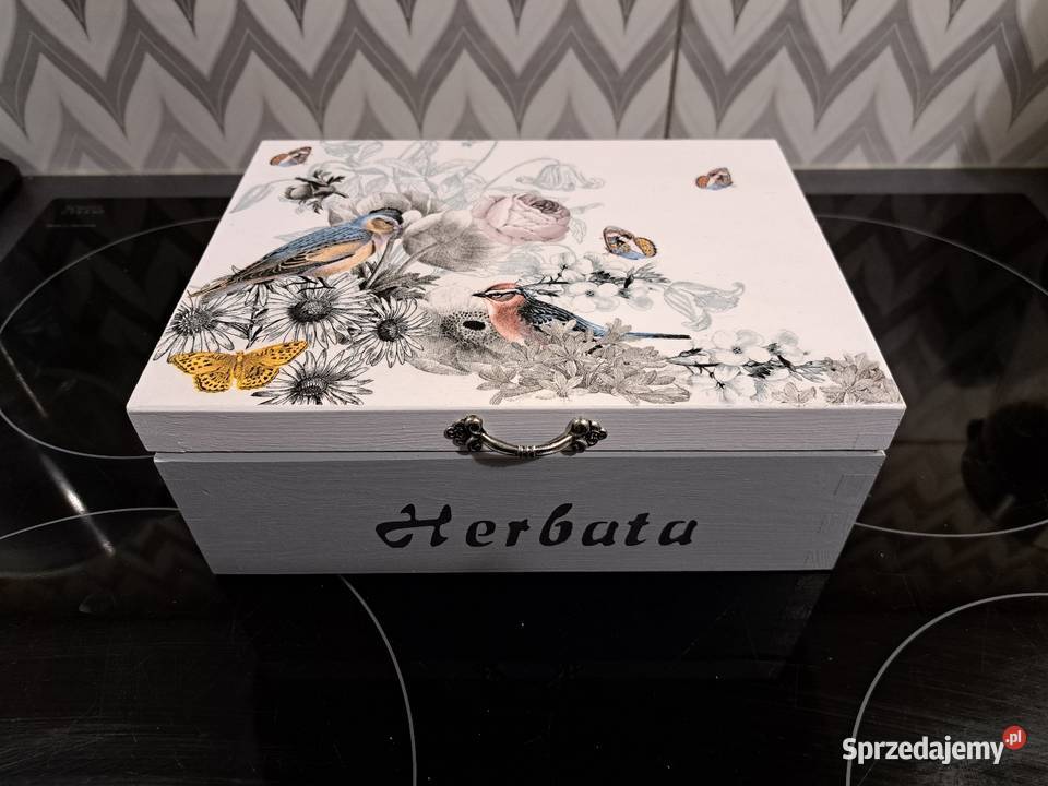 Herbaciarka ptaki szarość szkatułka pudełko ja Pojemniki na żywność