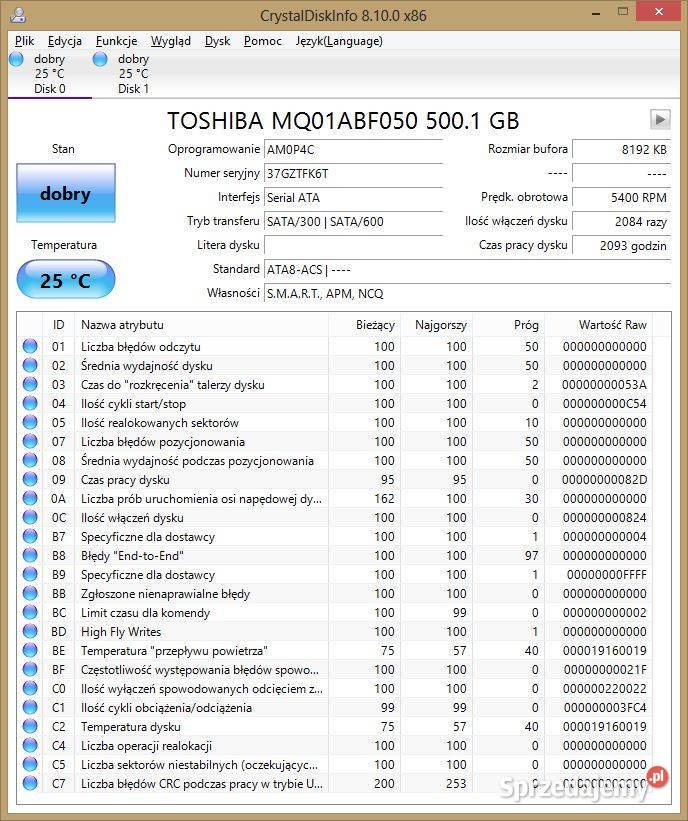 Dysk HDD 25 500GB Toshiba WD Seagate HGST mix wewnętrzny Komputery i Akcesoria Włoszczowa sprzedam