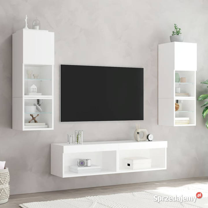 Szafka pod TV z oświetleniem LED biała 60x30x30