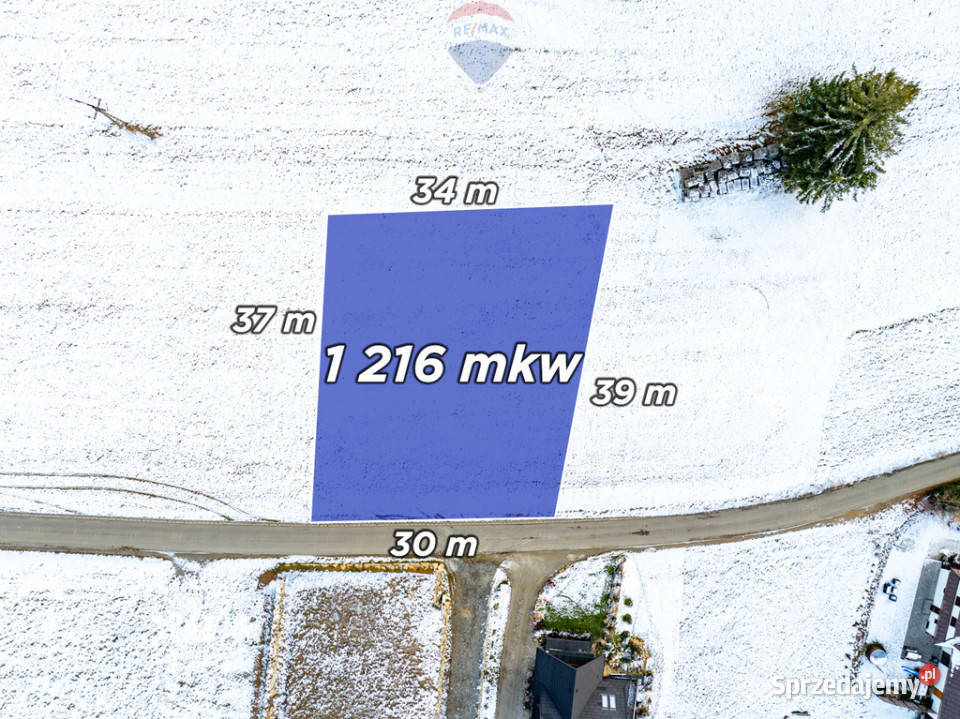 Widokowa działka budowlana w Czerwiennem 2 Ząb asfalt Czerwienne