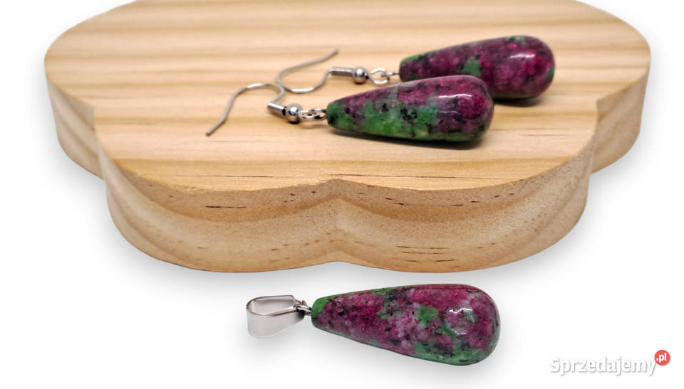 Komplet kolczyki i zawieszka z zoisytu ZOISYT Z Warszawa