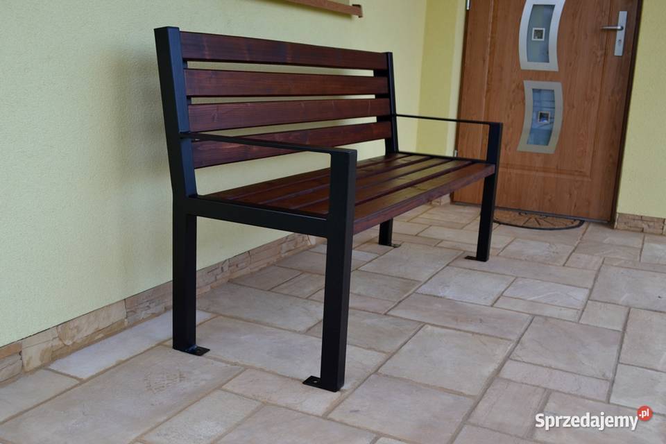 ławka parkowa z podłokietnikiem miejska ogrodowa