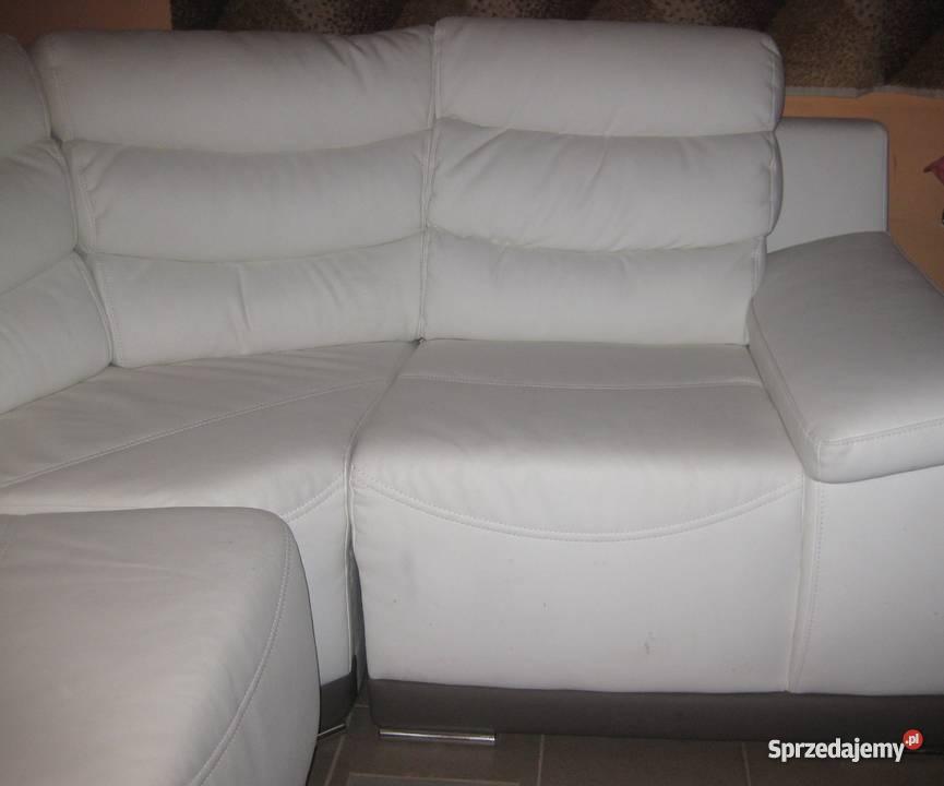 biały skórzany narożnik Dom i Ogród