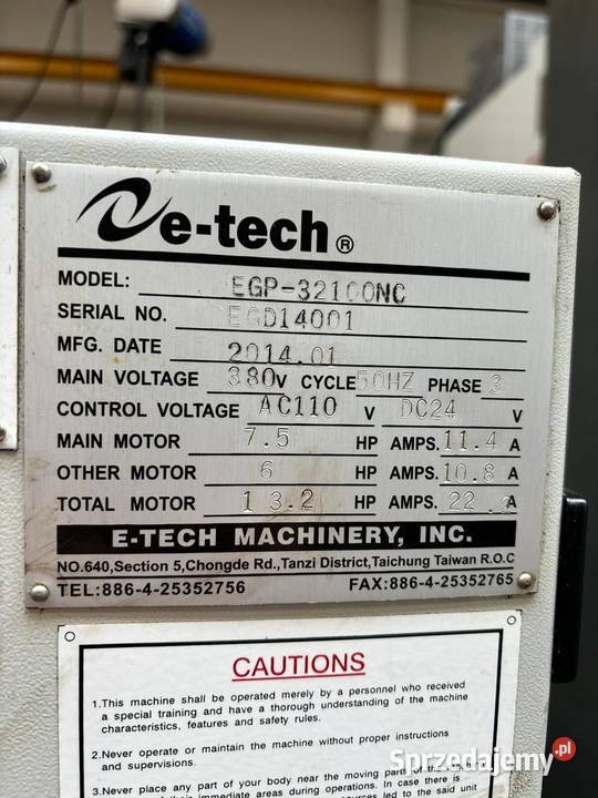 Etech EGP32100NC 2014 Szlifierka cylindryczna Chybie sprzedam
