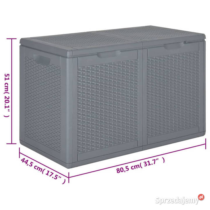Skrzynia ogrodowa szara rattan PP 180 L WM364060