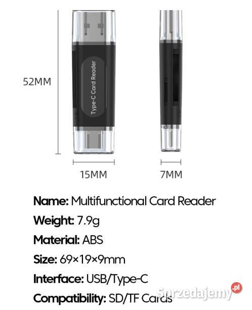 Czytnik kart pamięci SD TF micro sd na USB USBC małopolskie Kraków sprzedam