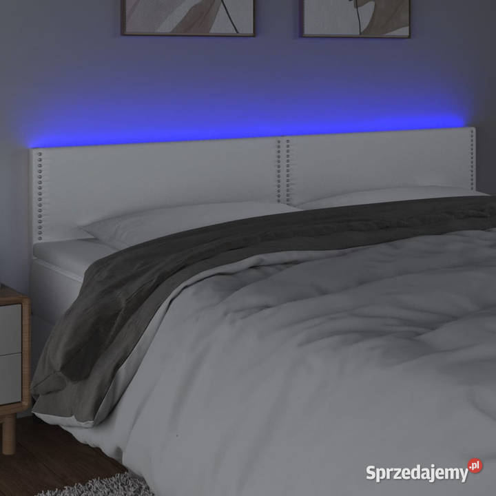 Zagłówek do łóżka z LED biały 160x5x7888