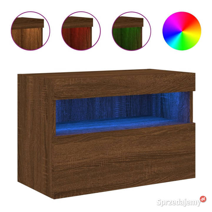 Ścienna szafka TV z LED brązowy dąb 60x30x40 Warszawa sprzedam