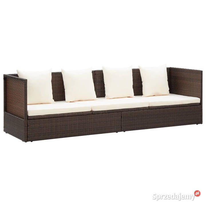 Sofa ogrodowa z poduszkami polirattan brązowa Warszawa