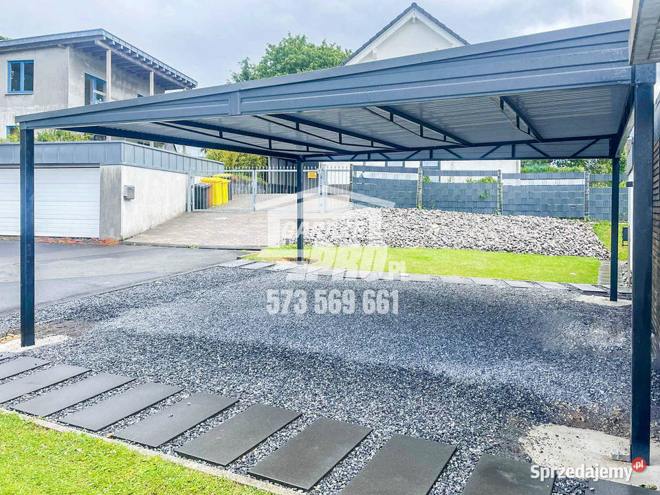 Carport Wiata samochodowa 6x6m Antracyt Dach Sprzedaż Dąbrowa Górnicza