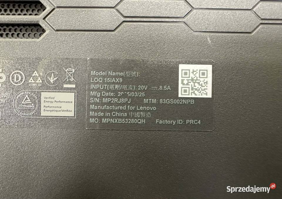 Laptop LENOVO LOQ 15IAX9 16GB RAM 512GB SSD I5 Elbląg