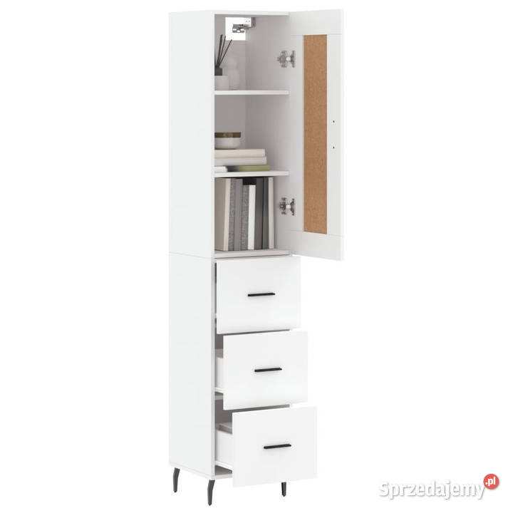 Wysoka szafka biała 345x34x180 materiał Warszawa sprzedam