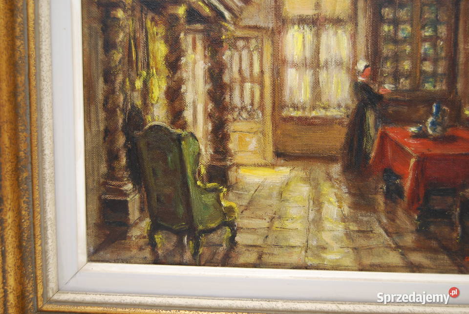 Albert Geudens 18691949 obraz Kobieta w jadalni wielkopolskie Poznań