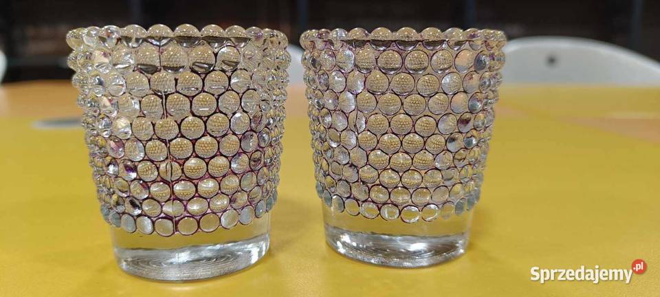 Dwa małe świeczniki szklane Świeczniki Warszawa