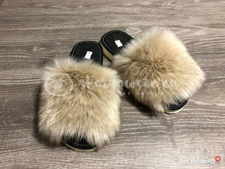 Pantofle klapki futrzaki ze sztucznym futerkiem Sandały i klapki Szaflary