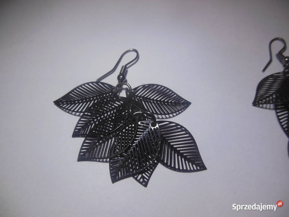 Kolczyki długie czarne Wiszące listki Kielce