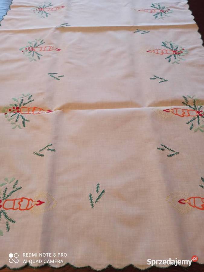 Serweta bieżnik świąteczny ręcznie haftowana 100 biały Białystok sprzedam