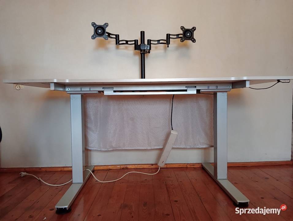 Biurko elektryczne uchwyt na 2 monitory w 100 160cm Biurka Jaworzno