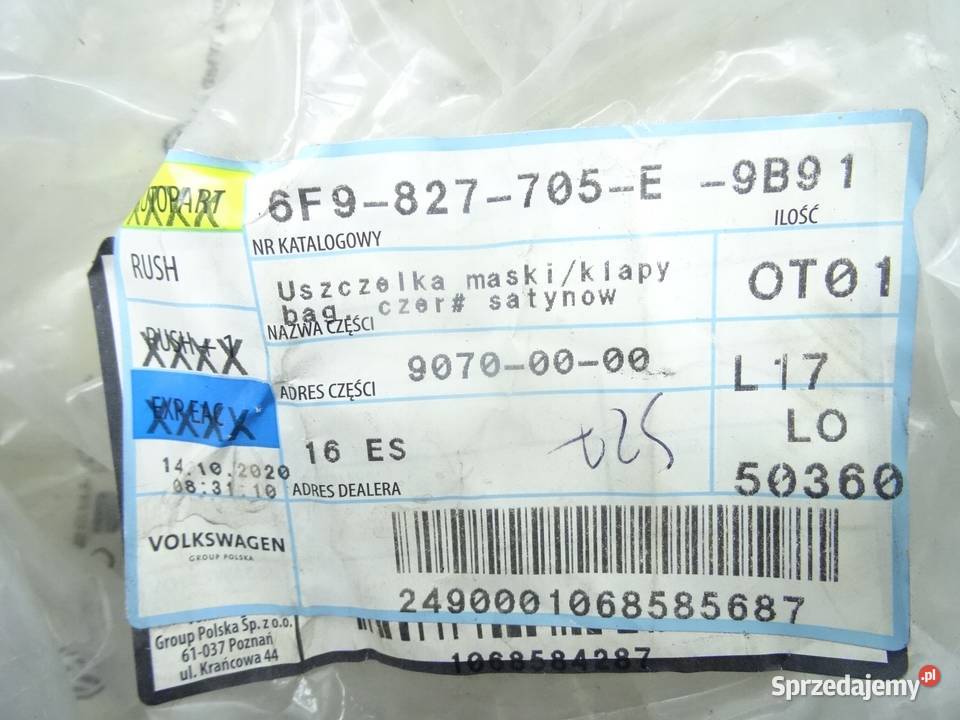 6F9827705E VW AUDI USZCZELKA KLAPY BAGAZNIKA