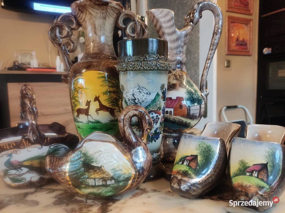 kolekcja wyrobów ręcznie malowanych dzbanki lubuskie Gorzów Wielkopolski sprzedam